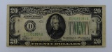 Fr# 2055D Circulated US $20 Series 1934-A Federal Reserve Note, D-Cleveland, Ohio