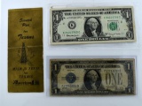 Two $1 Small Notes: #1602 1928-B Silver Cert. & 1901K $1 1963-A Federal Reserve Note, K-Dallas TX