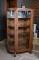Antique Victorian Empire Revival Oak Bow Front Five-Shelf Curio on Caster Feet, Rockford Chair, Ill
