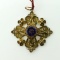 Vintage Gold on Silver Filigree with Synthetic Alexandrite 2” Pendant