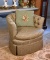 Green-Gray Damask Upholstered Tufted-Back Club Chair with Pillow (Lots 234 & 235 Match)