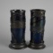 Pair Antique 1904 St. Louis World's Fair Loetz / Pallme-Koenig Glass Tumblers w/ Silver Plate Mounts