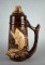 Vintage Large Lidded Brown Tankard with Fish Motif