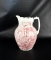 Antique Ironstone Pitcher with Red Bird Transfer Decoration