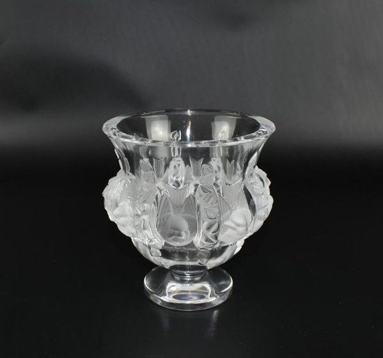 Lalique Dampierre Birds Vase, 4.75” H, France