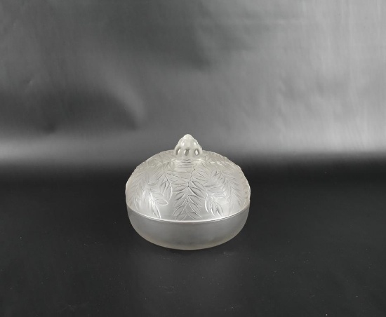 Rene Lalique Vallauris Box with Cover, 5.5” Diam., Circa 1928, France