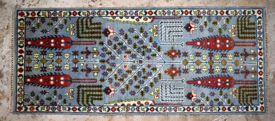 Turkish Anatolian Tree of Life Handknotted 2.5' x 6'  Wool Runner