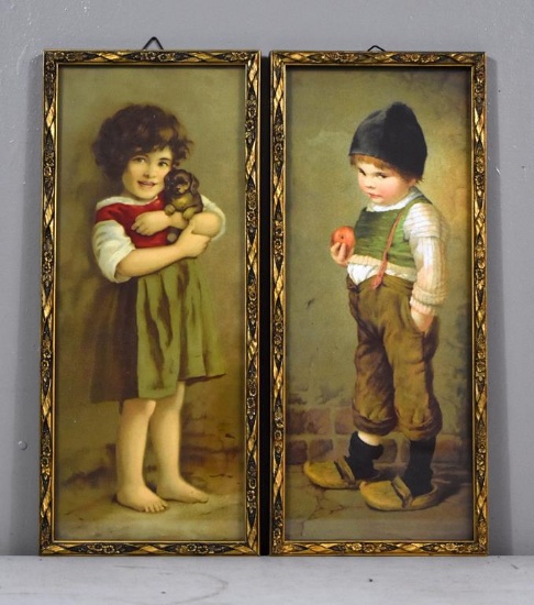 Dutch Boy & Girl Framed Lithographs after Hermann Von Kaulback (Dutch, 1846 – 1909), “Ruppsack”