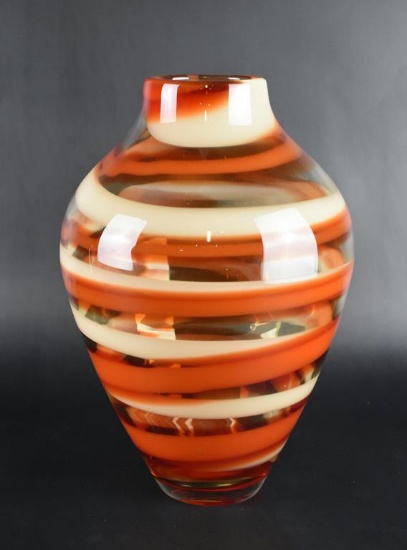Waterford Evolution Red Amber Art Glass Vase with Original Sticker