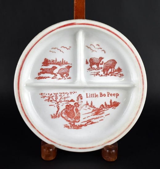 Antique Vitrock Little Bo Peep Divided Ceramic Child's Dish