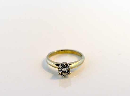 14K White Gold and 0.55 Carat Diamond Solitaire Ring, Size 5.5