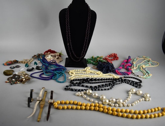 Lot of Ladies Costume Jewelry and Wristwatches