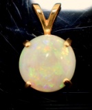 14 K Gold and 10 mm Opal Cabochon Pendant