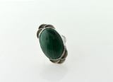 Sterling Silver and Malachite Ring, Size 7.25