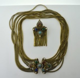 Vintage Hobe Couture 16” Necklace and Pin in Excellent Condition