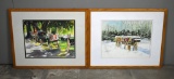 Maggie Ott (American, XX-XXI) “Tewksbury Mailboxes” Two Watercolors, Signed Lower Right