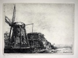 T. Mosser Hand Printing Etching after Rembrandt “The Windmill” 1641, Unframed
