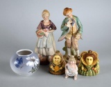 Lot of Six Collectible Figurines: Royal Copenhagen, Pot Bellys, Occupied Japan, & G.C. 1971 Pie Bird