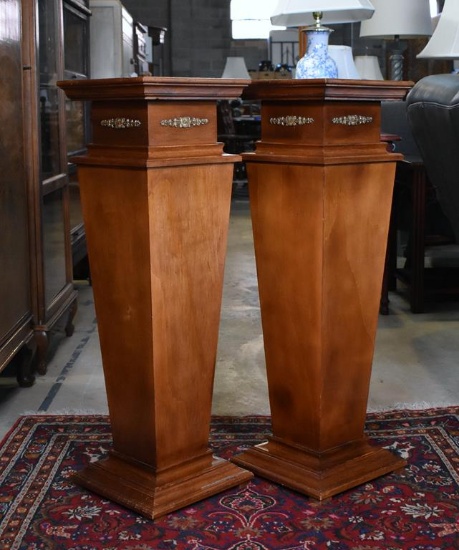 Pair of Walnut Pedestal Stands