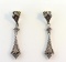 Pair of Sterling Silver and Pave Set Diamond Dangle Earrings, Marked SK