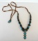 Turquoise and Silver Cabochon Woven 22” Necklace