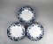 Three Antique Royal Staffordshire Bursem Flow Blue Plates “Iris” Pattern, Fitted for Wall Display