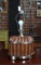 Uttermost Fluted Walnut and Brass Oval Table Lamp