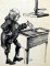 Kate Slatmen Illustration of Benjamin Franklin Printing Poor Richards Almanac Print