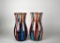 Pair of Multi-Colored Art Glass Vases