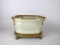 Contemporary Celadon Crackle Glaze Planter with Brass Plated Fittings