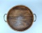 Round 16.5” Wooden Serving Tray with Iron Handles