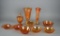 Lot of Ten Pieces of Marigold Carnival Glass of Various Patterns