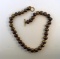 Beautiful 19” Strand Necklace of Large (13-14 mm) Mocha Brown Pearls, Gold Ring & Bar Clasp