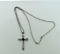 18K White Gold 20” Chain Necklace w/ 14K White Gold, 1.35 Carat Tanzanite and Diamond Cross Pendant