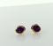 Pair of 14K Gold and Oval Cut Amethyst Solitaire Earrings