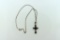 Sterling Silver 16” Chain Necklace with Sterling Silver and Garnet 1.75” Cross Pendant