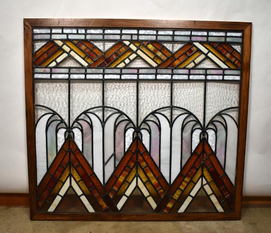 Art Deco Stained Glass Panel Fitted for Hanging