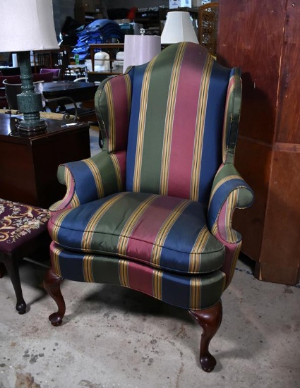 Southwood Reproductions Striped Wing Back Chair, North Carolina