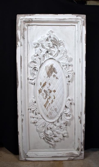 White Faux Wood Plaster Panel Wall Accent Decor