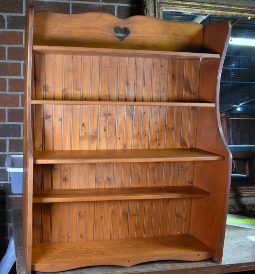 Knotty Pine Bookshelf with Heart Cutout