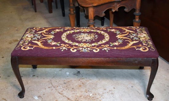 Halifax Chair Seat Co. Bench with Needlepoint Covering, PA