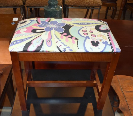 Bombay Company Stool with Vivid Floral Upholstery