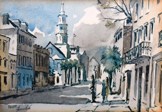 Virginia Fouche' Bolton (American, 1929-2004) St. Michael's Charleston SC Print