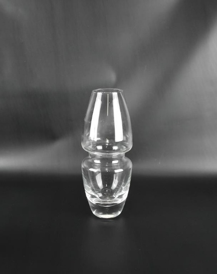 Marc Aurele Clear Wasp Waist Vase Signed, Germany