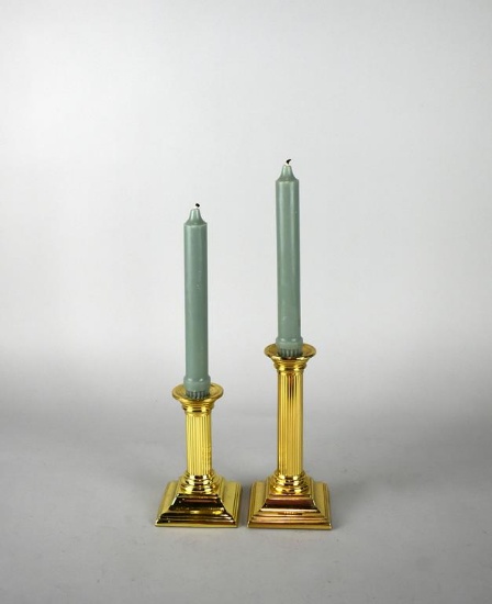Pair of Smithsonian Institution Baldwin Brass Graduated Candlesticks