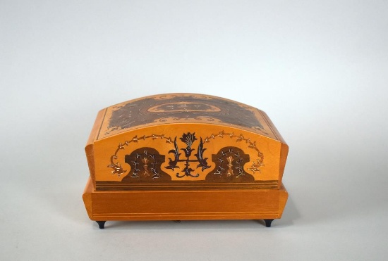 Vintage Inlaid Wooden Dancing Ballerina Musical Jewelry Box