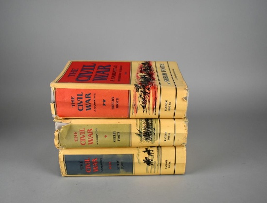 Shelby Foote Three Volume Clothbound Set of “The Civil War A Narrative” with Dust Jackets