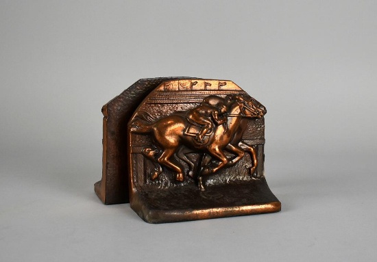 Pair of Metal Horse Racing Theme Bookends from Myrtle Beach SC