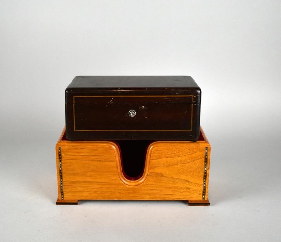 Wooden Desk Box & Lined Wooden Desk Organizer
