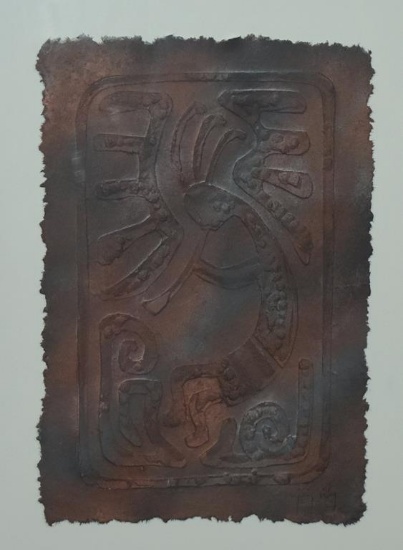 Jody Wiley (XX-XXI) Stylized Musician, Airbrushed Relief Embossed Paper, Signed Below